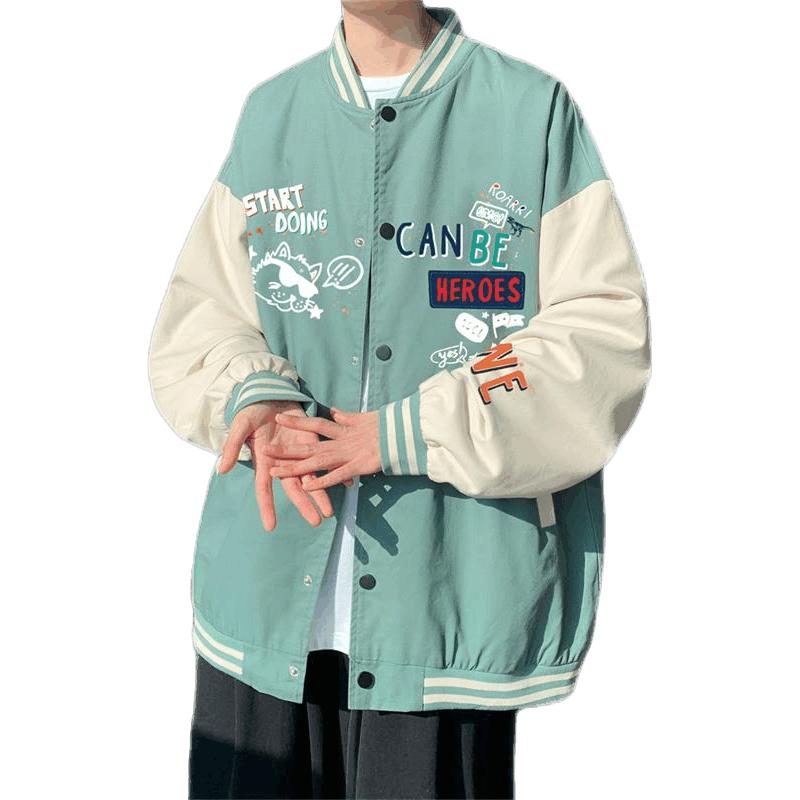  执琴之手 港风 男士棒球服  米白色 XL