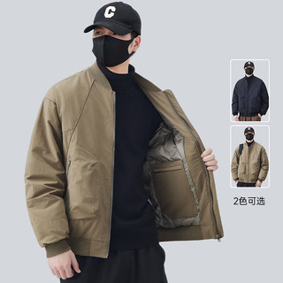 嘟哆斯堡轻薄短款羽绒服男秋冬季2025潮牌工装棒球服夹克外套男上衣 黑色 L 【100-120斤】