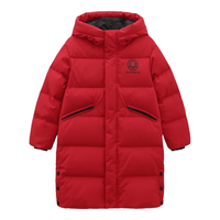 波司登（BOSIDENG）冬季羽绒服儿童男童抗菌安心绒长款加厚连帽百搭外套T00143403E 燕麦色7185 165/84