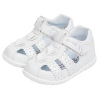 江博士步前鞋 夏季女童公主舒适小白鞋 婴儿凉鞋B13222W007白色