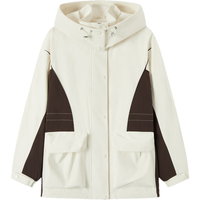 森马(Semir)陈都灵|三防外套女宽松夹克2024秋户外撞色连帽上衣 白咖色调00415 150/76A/XS