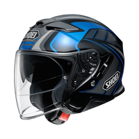 SHOEI日本J-CRUISE 2摩托车头盔 双镜片半盔巡航金翼 黑蓝 S