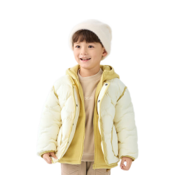 巴拉巴拉 童装男童羽绒服冬装外套2024年轻羽绒摇粒绒两件套女208424107204 蛾黄31006 100cm
