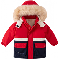 戴维贝拉（DAVE＆BELLA）童装抗菌女童儿童羽绒服男童冬季加厚洋气宝宝小男孩外套 红色 100cm（身高90-100cm）