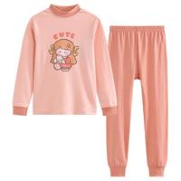 红豆红豆儿童纯棉内衣套装男女童秋衣秋裤睡衣棉毛衫套装M1250胭粉140