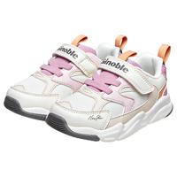 基诺浦（ginoble）宝宝学步鞋 24秋儿童时尚运动机能鞋 软底透气婴儿男女童鞋GY1612 羽毛白/粉色/奶酪橙/深灰 140mm 脚长13.6-14.5cm