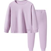 三枪三枪儿童A类舒肤软棉女童圆领长袖纯棉内衣套 29424D0 淡紫 150