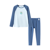 巴拉巴拉男童内衣套装女童薄秋衣秋裤小童打底衫宝宝中大童儿童棉睡衣内搭 蓝色调00388 120cm