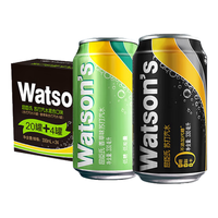 屈臣氏（Watsons）苏打汽水混合口味气泡水饮料调酒系列苏打水 原味12罐+香草味12罐
