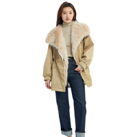 轩日2024冬季可拆卸休闲中长款外套女抽绳连帽长袖派克服chic