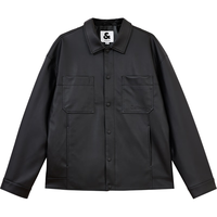 杰克·琼斯（JACK&JONES）男装秋季宽松皮衣舒适简约时尚纯色潮流休闲外套短款上衣PU夹克男 E40 黑色 190/108A/XXL