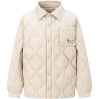 波司登秋季轻薄羽绒服男女儿童葫芦纹衬衫领90绒保暖外套T40133630 燕麦色7185 150/72
