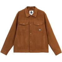 杰克·琼斯（JACK&JONES）秋季仿麂皮宽松舒适百搭纯色时尚翻领夹克上衣外套男装224321056 E10 深棕色 180/100A/L