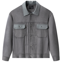 GXG男装 pu皮拼接仿麂皮夹克男工装设计感夹克休闲外套24秋季新品