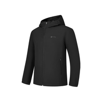 乔丹QIAODAN风衣男外套2024春秋季连帽夹克防风防泼水户外运动上衣 黑色 XL