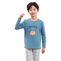 马骑顿 MQD男童秋衣秋裤套装全棉儿童内衣男孩纯棉大童青少年线衣线裤 深蓝小羊 150cm 150/75