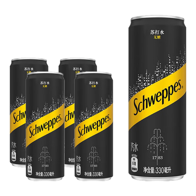 可口可乐 怡泉原味苏打水330ml*4罐