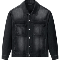 GXG男装 渐变水洗牛仔夹克男复古休闲牛仔外套宽松夹克24秋季 黑色 180/XL