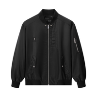 GXG男装 复古飞行员夹克外套男宽松潮流棒球服休闲外套24秋季 黑色 180/XL