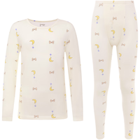 全棉时代2024秋少女爱心提花打底套装 星月晚安 140cm