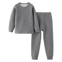 马骑顿 MQD儿童保暖内衣套装色纱空气层加厚秋衣秋裤男童纯棉秋冬童装中大童 深灰 110cm 110/60