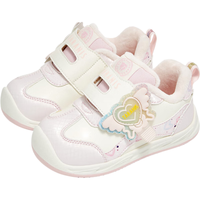 泰兰尼斯冬季儿童加绒舒适学步鞋防滑休闲鞋女宝宝保暖机能鞋 白/粉 22码 内长14.5适合脚长12.8~13.2cm