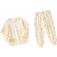 戴维贝拉(DAVE&BELLA)小童睡衣两件套女宝宝家居服幼儿衣服秋装童装女童内衣套装 奶黄色 120cm (身高110-120cm)