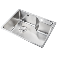 九牧(JOMOO)304不锈钢厨房大单槽水槽套餐厨房洗水洗菜盆单槽 【喷砂电解】580*430-含龙头 (SUS304不锈钢大单槽)