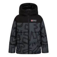 波司登(BOSIDENG)羽绒服男女儿童新年红色款短款连帽5A抗菌绒冬保暖外套T40142520 黑灰涂鸦9BX2 160 /80