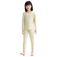 红豆(Hodo)儿童保暖内衣H2色纺磨毛男女童内衣宝宝打底棉毛衫秋衣秋裤 女童青柠(A类色纺) 130cm