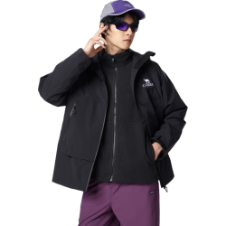 骆驼 男装户外冲锋衣男女三合一防风防水夹克登山服外套男M34CA49650 幻影黑
