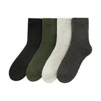 猫人（MiiOW）猫人2双男士袜子男秋冬保暖纯羊毛中筒袜加绒加厚保暖袜子