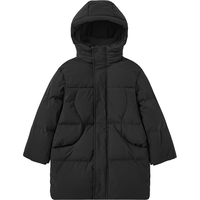 YeeHoO英氏儿童羽绒服外套冬季加厚保暖羽绒服中长款中大童连帽羽绒外套 静谧黑 150CM充绒量107g