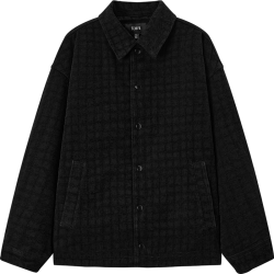 森马 夹克男2024冬季牛仔外套肌理雪尼尔教练服潮酷 牛仔黑98301 170/88A/M