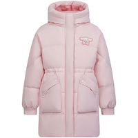 波司登（BOSIDENG）2024冬季女童中长款大耳狗时尚百搭保暖羽绒服外套 啵啵莓粉1774 140/64
