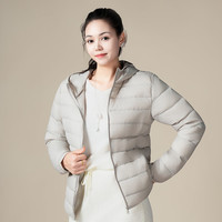 雪中飞(SNOWFLYING)90%鸭绒&秋冬女士连帽羽绒服轻薄保暖纯色百搭羽绒服拉链外套女