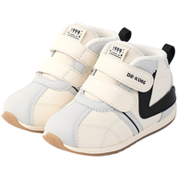 江博士冬季男女儿童魔术贴步前鞋 加绒保暖拼色儿童学步鞋 米/灰/黑（加绒内里） 22码 脚长约12.7-13.3