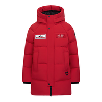 波司登（BOSIDENG）极寒90绒过年拜年服羽绒服男女童5A抗菌中长连帽外套T40142140 新年红1215 130 /64 充绒量126g 中国红1215 130/64