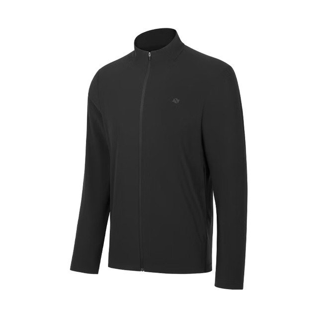 移动端、京东百亿补贴：京东京造 UPF100+防晒衣男凉感弹力透气外套运动夹克男休闲  黑色