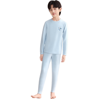 红豆(Hodo)儿童发热保暖内衣热星人H1抗静电厚款男女童A类打底秋衣套装 男童天空蓝 110cm