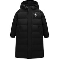 Converse匡威儿童装男童羽绒服2024冬季中大童加绒防风保暖长款外套 正黑色 140/68