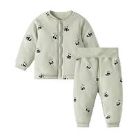 babylove婴儿保暖套装秋冬季纯棉男女宝宝上衣裤子夹棉两件套棉服