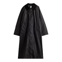 HM女装2024秋冬派克服宽松舒适纹棉布灯芯绒衣领大衣1189679
