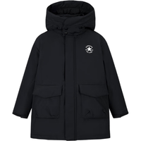 Converse匡威男童中长羽绒服2024冬季新款中大童连帽加厚加绒外套上衣 藏青蓝 140/68