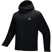 安踏奥特莱斯火壳软壳衣大地之壳2.0运动外套男春季加绒连帽夹克 基础黑-3 L
