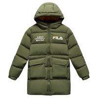 FILA KIDS斐乐童装男女童羽绒服冬款儿童连帽保暖中长款派克外套