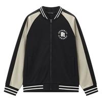 佐丹奴抓绒衣男24冬加绒棒球服刺绣撞色插肩袖棒球领外套01074862