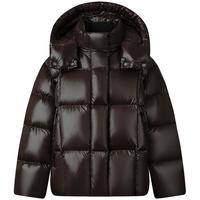 坦博尔儿童羽绒服男女童短款可脱卸帽保暖外套厚550316Z 可可深咖 150