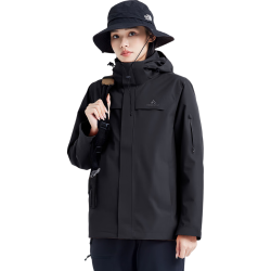 拓路者 朱雀冲锋衣女三合一抓绒户外旅游防雨登山服外套通勤 黑色 S