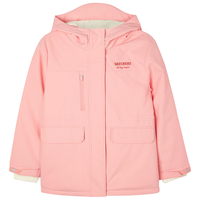 Skechers斯凯奇童装女童中长款羽绒服2024冬季儿童梭织外套P424G046 浅粉红/00FT 160cm